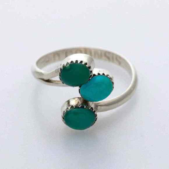Vintage Jewelry - Vintage SIGNED Coonsis Sterling Silver Multi-Color Turquoise Ring Size 5